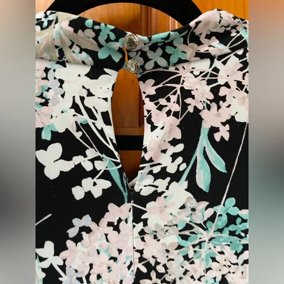 Tommy Hilfiger Womens Floral Print Knot Neck Knit Top Black Multi - Picture 5 of 11